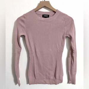 Express fitted crew neck sweater in light mauve pink, size small